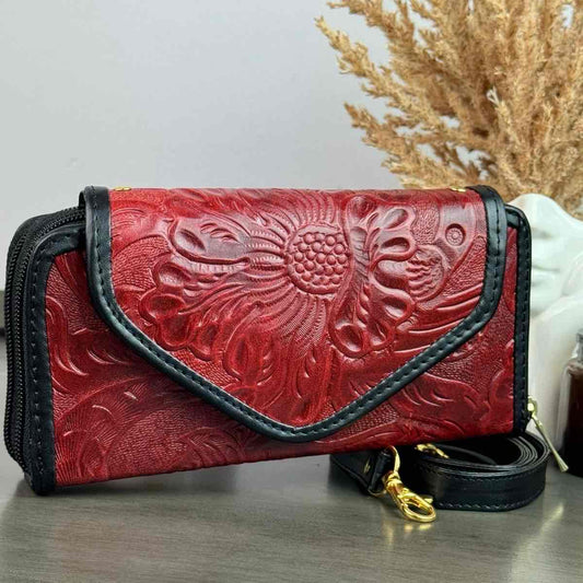 CARTERA PIEL TAPA ROJO