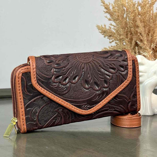 CARTERA PIEL TAPA CHOCOLATE